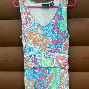 Cynthia Rowley Sz Med Maxi Dress Stretchy Multi-Color Floral Paisley Sleeveless